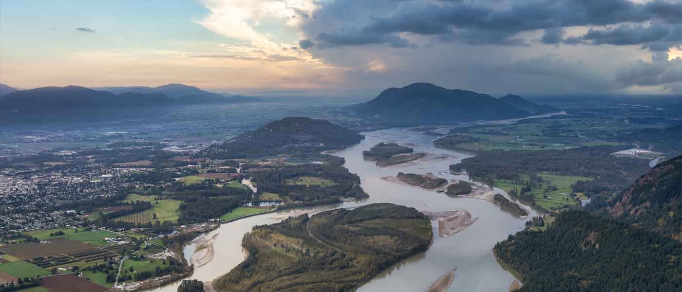 Aerial photo of the Fraser River in BC